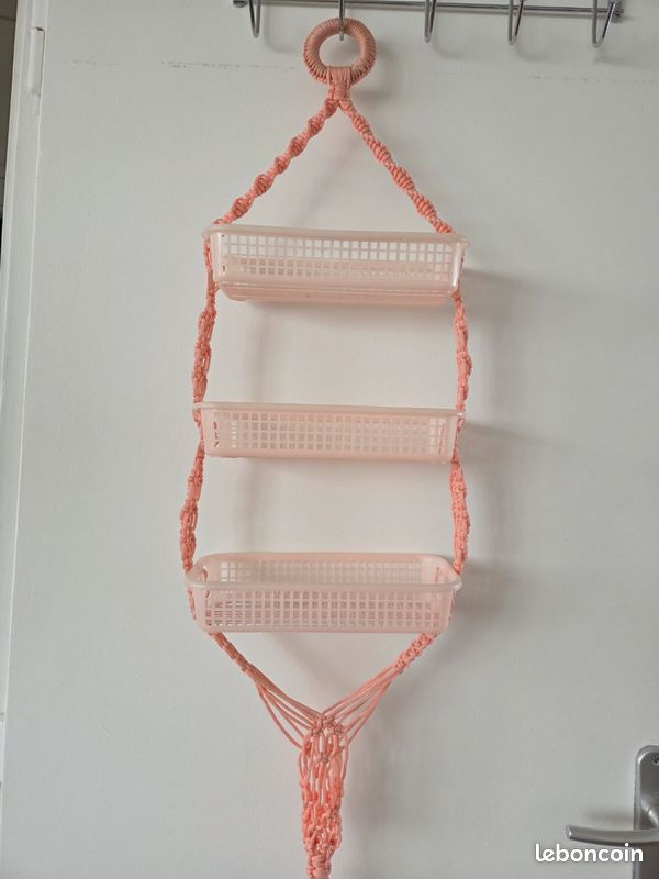 Étagères de suspension en macramé rose fait à la main (image 5)