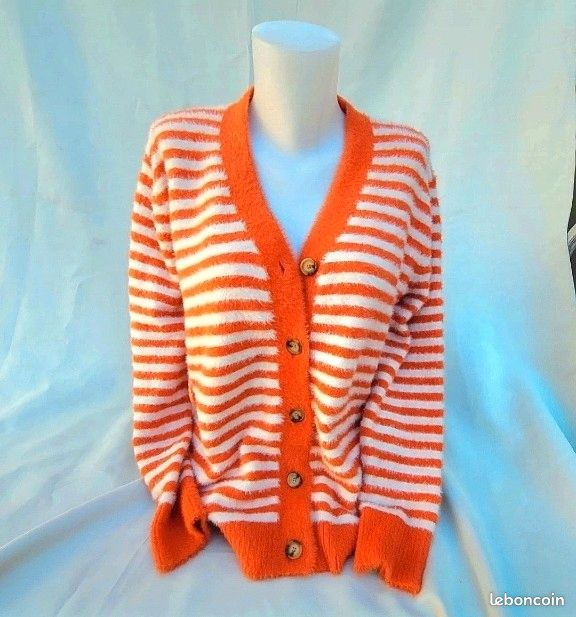 Cardigan oversize à rayures style papa (image 2)