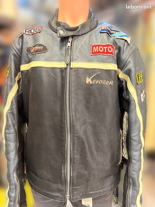 VINTAGE Motorrad Lederjacke Braun Die Praxis des Bikers - LE PRATIQUE DU MOTARD