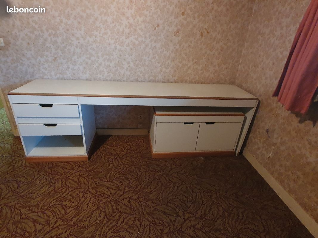 Bureau + meuble bas blancs (image 1)