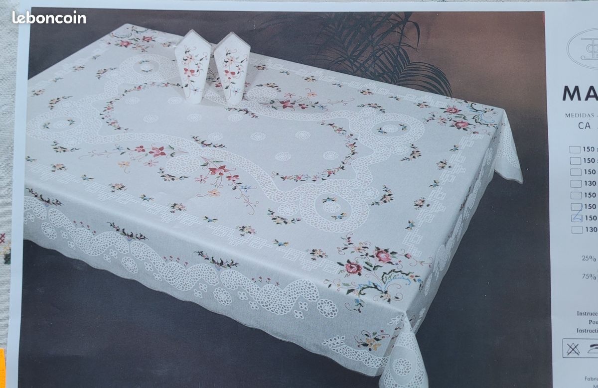 Nappe de table motif floral, 150 x 200, Neuve de stock Emballage d’origine (image 7)