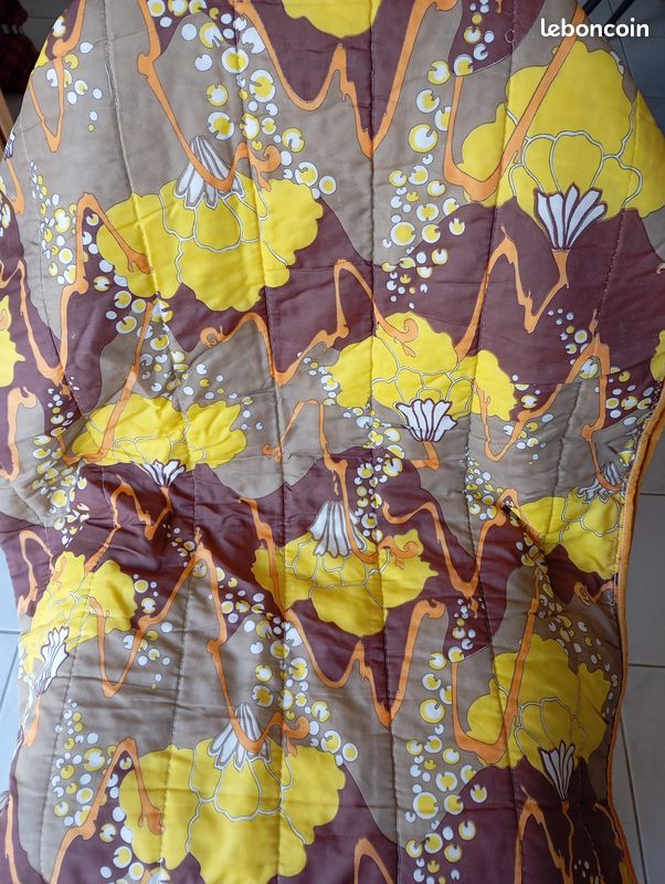 Sac De Couchage Patchwork Vintage Années 60/70 Jaune émeraude - Motif Love & Peace
