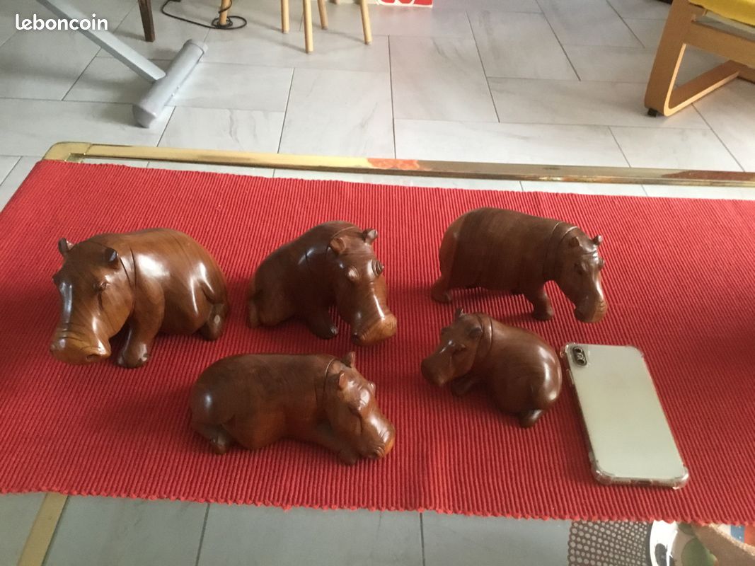 Statue d’hippopotames en bois exotique (image 4)