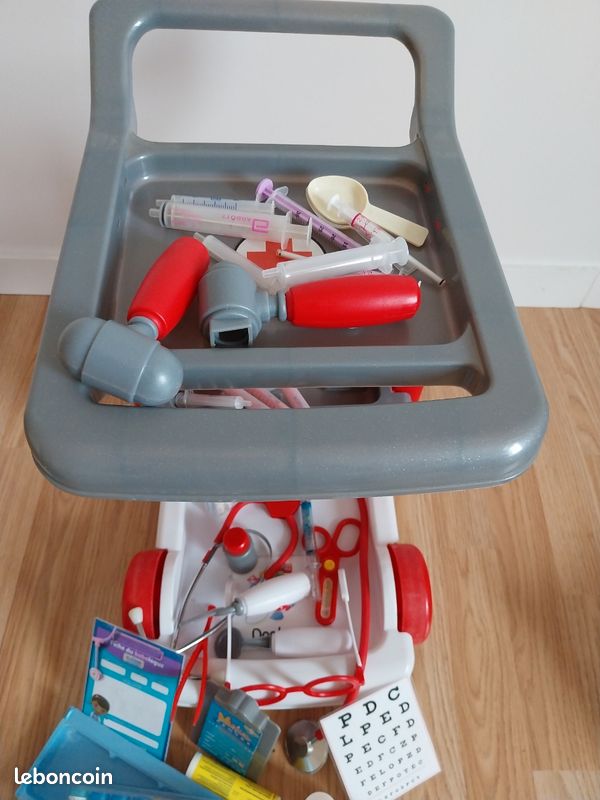 Chariot docteur enfant acheter – jeu médecin en bois 21 pces