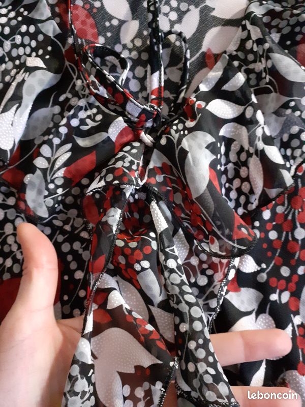 Blouse Promod Rouge à Motifs - Taille 38 (M) - En Viscose, Occasion Très Bon état