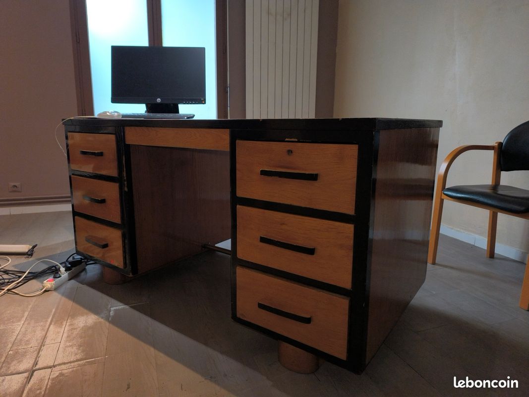 Bureau années 40-50 vernis au tampon (image 5)