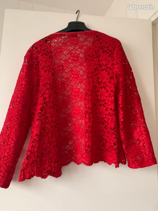 Veste ou cardigan en dentelle rouge (image 2)