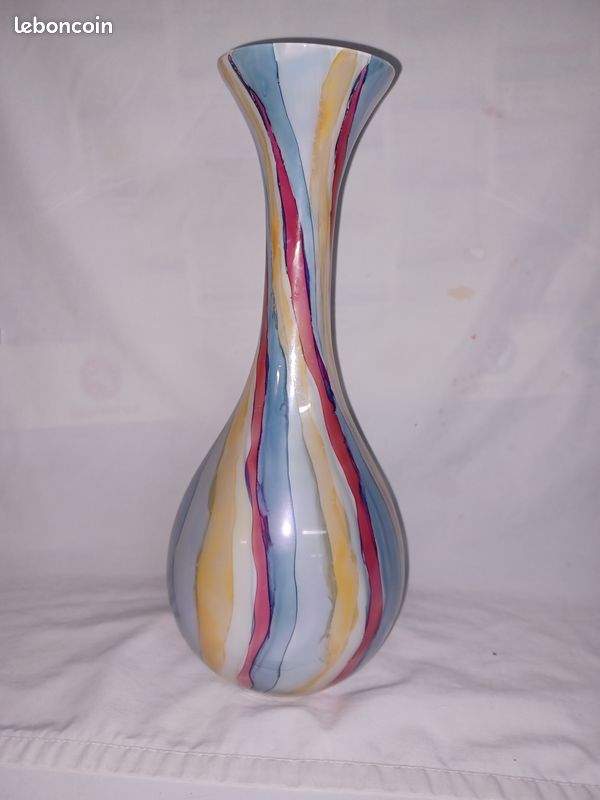 Vase en verre style Murano décoré main Hand Dekoration made in Italy, Hauteur 34 cm (image 1)