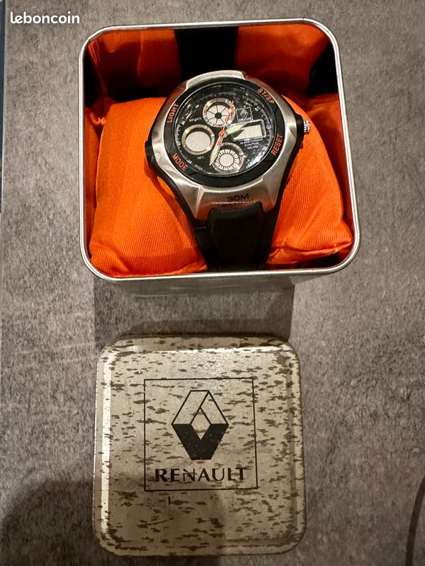 Montre Promotionnelle Renault Vintage - Quartz - Boîtier Argenté 37 Mm - Occasion Bon état
