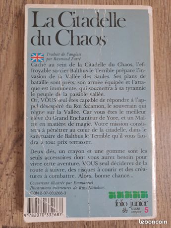 Livre Dont Vous êtes le Héros LDVELH La Citadelle du Chaos