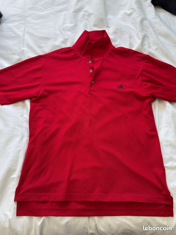 Polo Adidas Homme - Rouge - Taille M - Neuf avec étiquette - 3 bandes - Style Sportif (image 1)