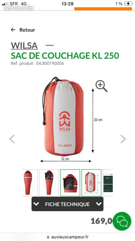 Duvet Wilsa kL 250 Sport Plein air - Main Image