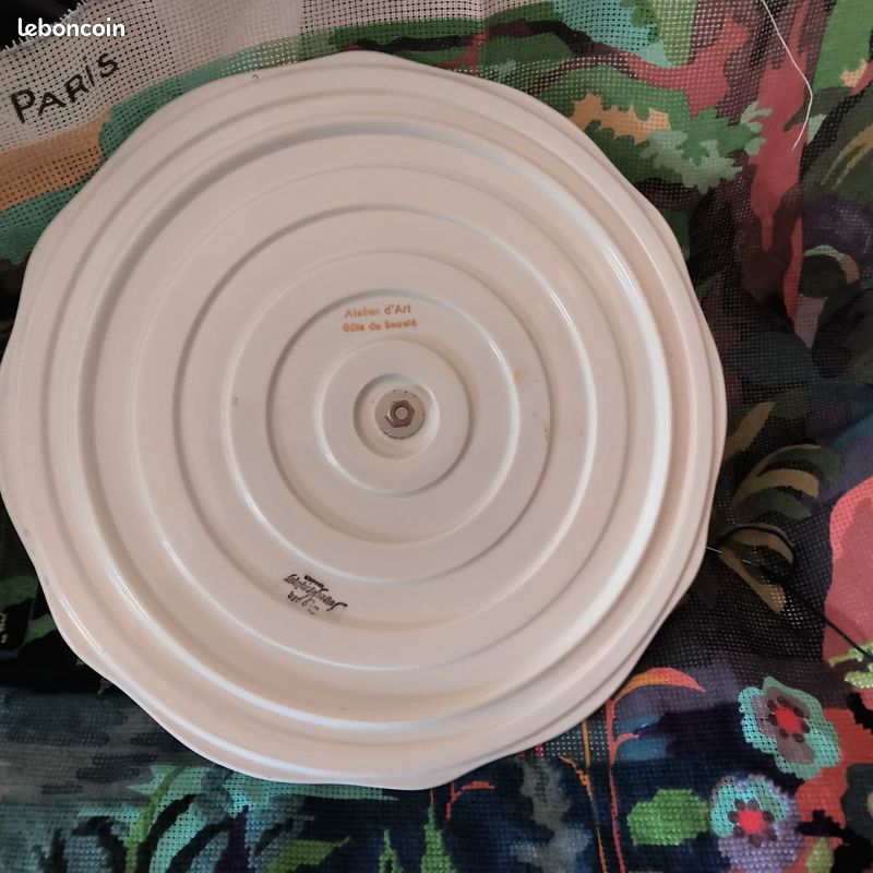 Plateau fromage , gâteaux Digoin Sarreguemines, vintage .Atelier d'Art Côte d'Opale (image 6)