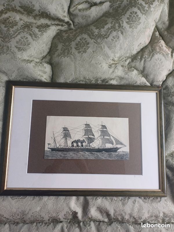 Gravure marine ancienne signée (image 8)