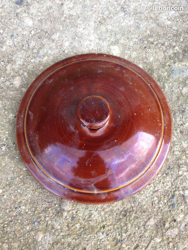 Ancien couvercle brun pour terrine ou cocotte vintage (image 2)