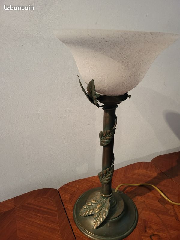 Lampe laiton et verre 40 cm de haut diamètre 19 cm 30 (image 3)