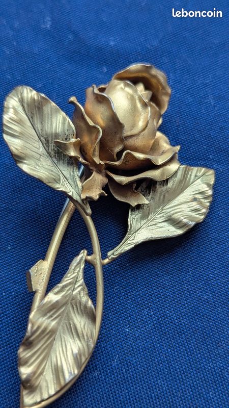 Broche Vintage Art Nouveau Oiseau En Métal Doré - Pièce Ancienne Imposante