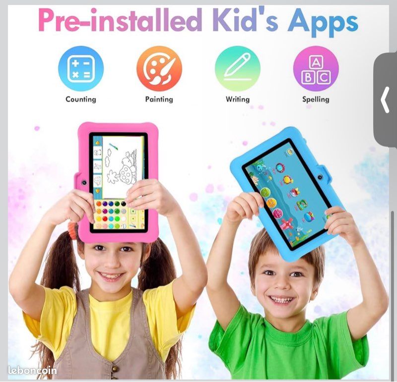 Tablette éducative SOLUSTRE 7 Pouces – Enfant, Android 4.4, 8 Go, Double Caméra, Apprentissage Et Jeux