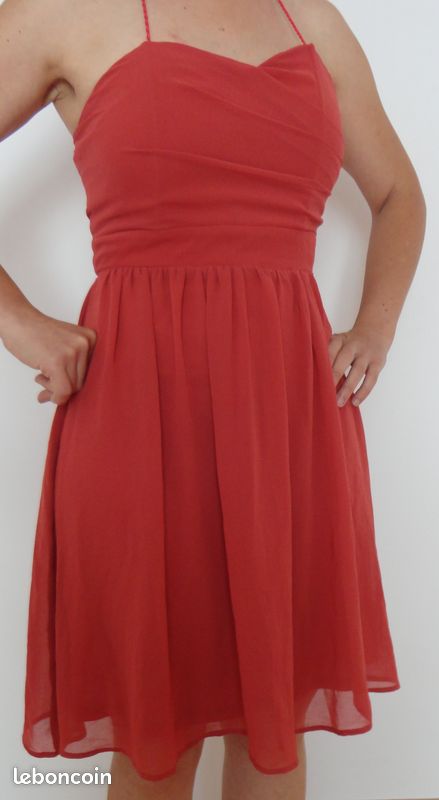 Robe Cocktail Point Mariage Corail - Taille Unique, Longue, Sans Manches, Neuve Avec étiquettes