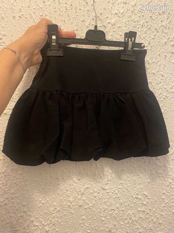 Mini Jupe Noire Jupe Forme Boule Jupe Courte Bouffante Unie