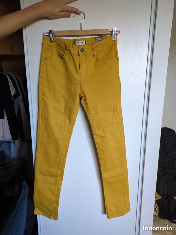 Pantalon jean Bourget 12 ans jaune moutarde (image 1)