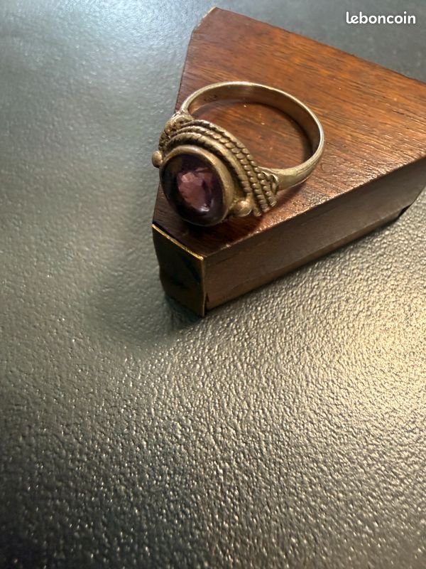 Bague ancienne en argent et améthyste (image 4)
