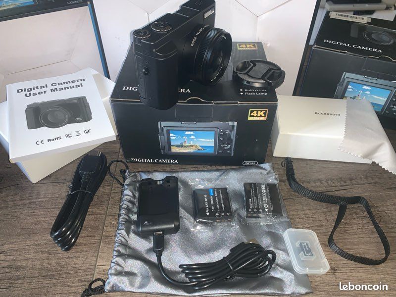 Appareil photo numérique 4K, 48 MP 16X autofocus numérique, écran LCD rabattable à 180° de