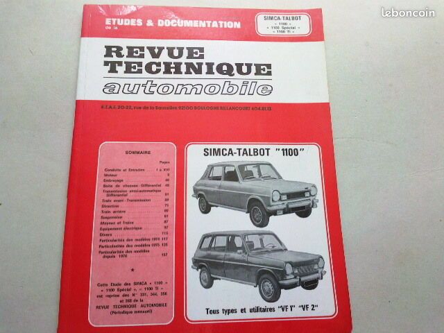 Revue technique simca talbot 1100 1100 special (image 1)