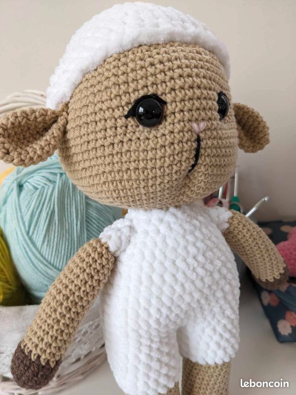 Agneau, doudou peluche fait main au crochet, neuf (image 7)