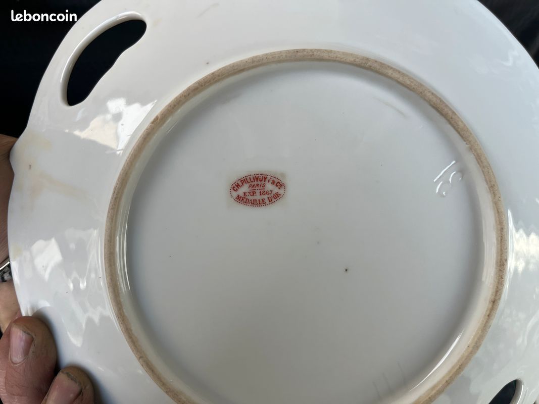 Grand service à café ancien en porcelaine - Ch. Pillivuyt & Cie Paris - Monogramme doré et filet vert (image 7)