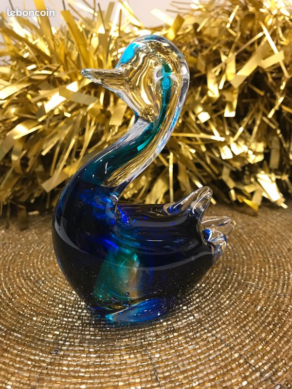 FIGURE EN VERRE sculpture style-murano cygne style-antique 37cm EUR 107,90 - FR