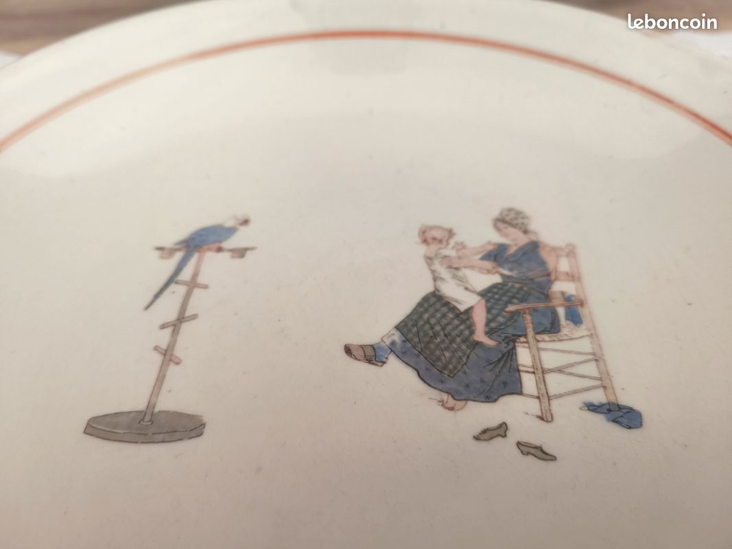 Ancienne assiette à bouillie Sarreguemines modèle Enfant Richard (image 2)
