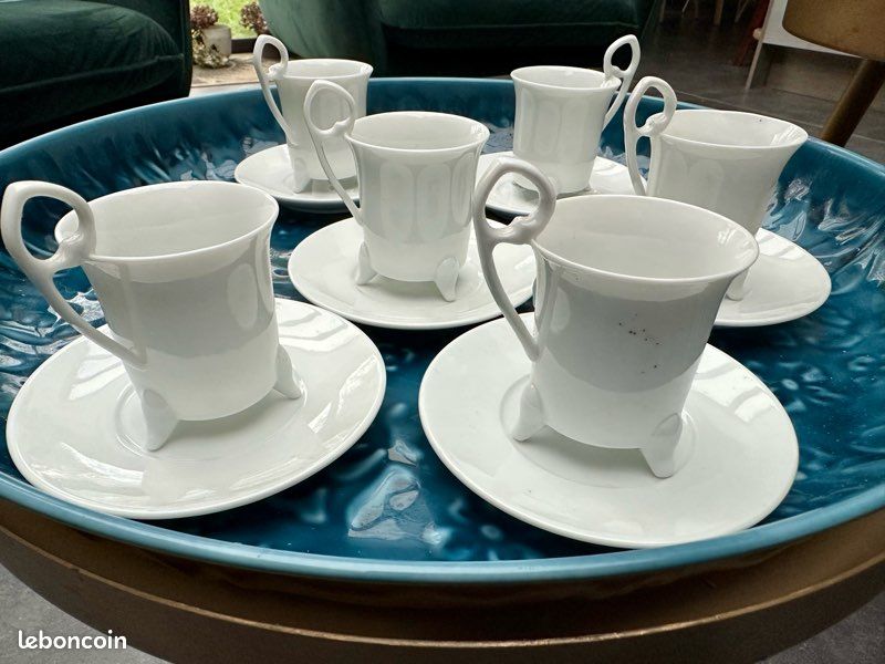 Lot de 6 tasses + 6 sous tasses, en céramique, Heinrich Winterling