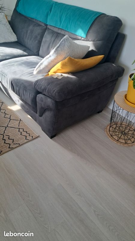 Canapé gris en suédine (image 2)