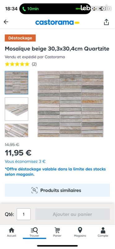 Mosaïque 30/30 beige neuf dispo 50 (image 2)