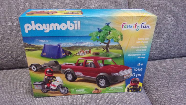 PLAYMOBIL Family Fun 70116 Pick-up et moto avec tente 80 pc