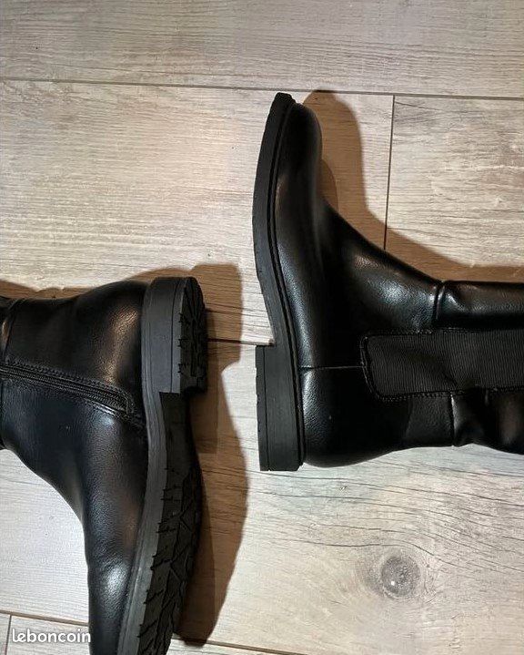 Bottes Femme COLEF Pointure 38 Noir - Occasion, En Similicuir, Petit Talon