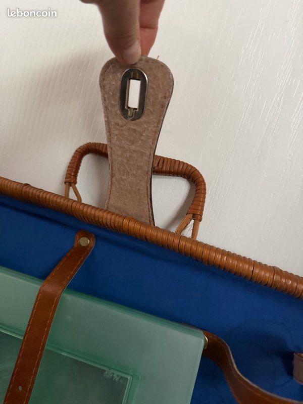 Petit Panier De Pique-Nique En Osier Tressé Avec Couvercles,35 X 24 X