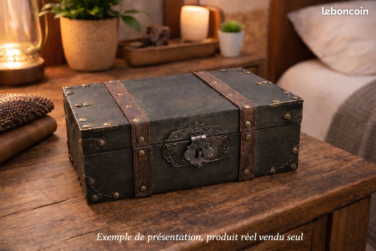 HAOBIN Coffre Bois Trésor Avec Cadenas - Boîte Rangement Rétro Pour Bijoux Et Cadeaux