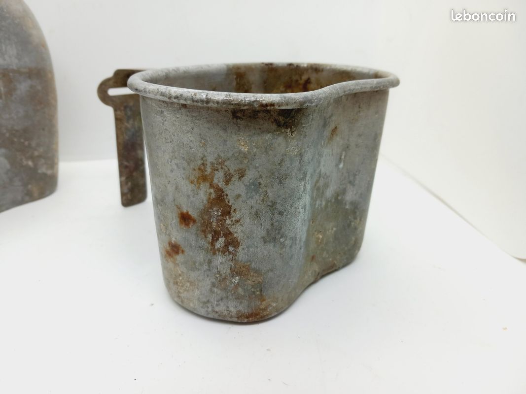 Gourde US WW1 avec Son Quart Modele M1910 Précoce Faite D Une Pièce Militaria (image 4)