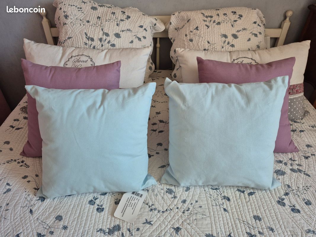Lot de 2 housses de coussin bleu clair 40x40cm (image 8)
