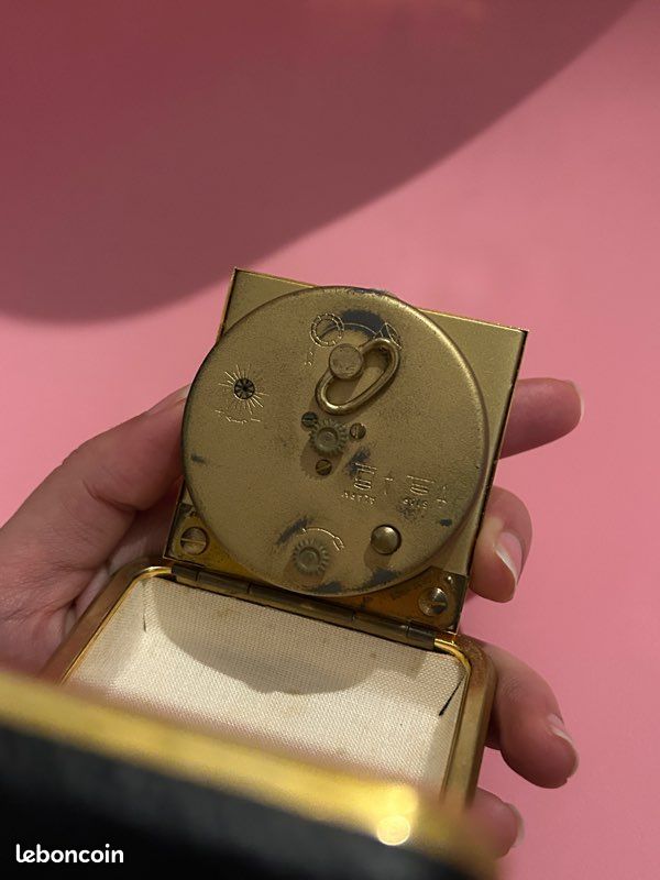 Réveil de voyage vintage Phinney-Walker avec boîtier en plastique noir - ne fonctionne pas / cassé - Japon