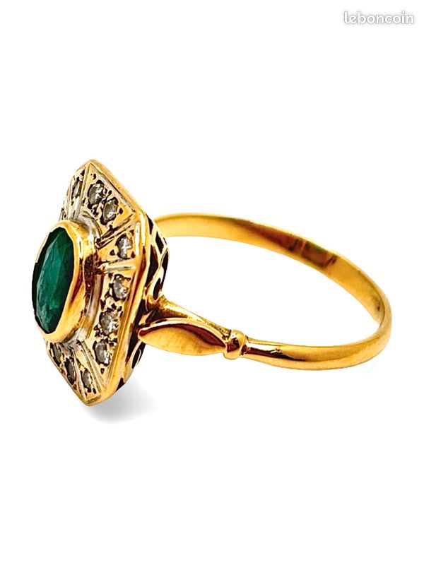 Bague De Fiançailles émeraude Naturelle Et Diamant – Or Jaune Massif 14K – Taille Radiant 2.26 Ct
