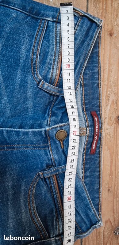 Jean Comptoir Des Cotonniers Newciel – Taille 36, Bleu Clair, Coupe Slim, 98% Coton, Occasion Très Bon état