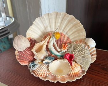 Coquillages Ronds Artisanaux Vintage Années 1950 Rouge 4 Oz - Décoration Marine Saint-Valentin