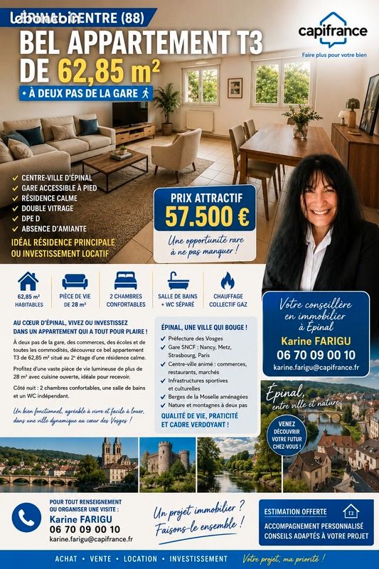 Appartement 3 pièces 63 m² · à Épinal · 63 m² · 57 500 €