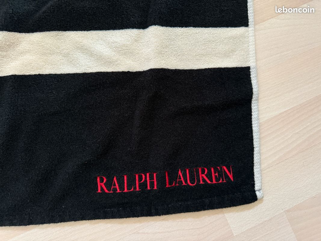 Drap de Plage, Blanc Cassé à Rayures Noires – RALPH LAUREN – Neuf (image 2)
