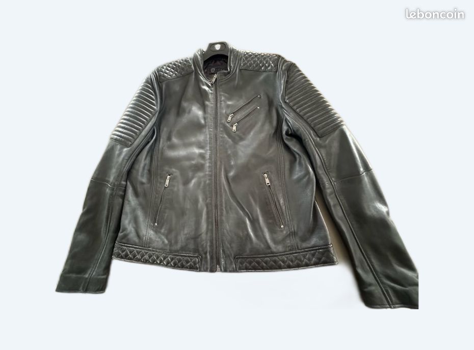 Blouson cuir noir Izac Vêtements
