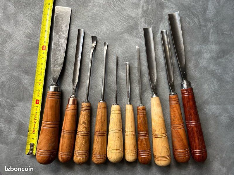 BÉDANE OLD TOOL outils Anciens lot 4 ciseaux à Bois Outillage (réf n.5