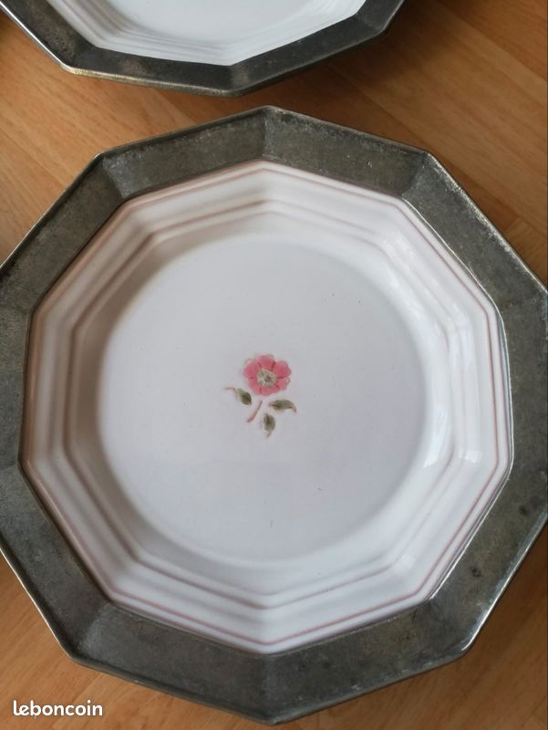 Assiettes(4) porcelaine tour dn étain (image 2)
